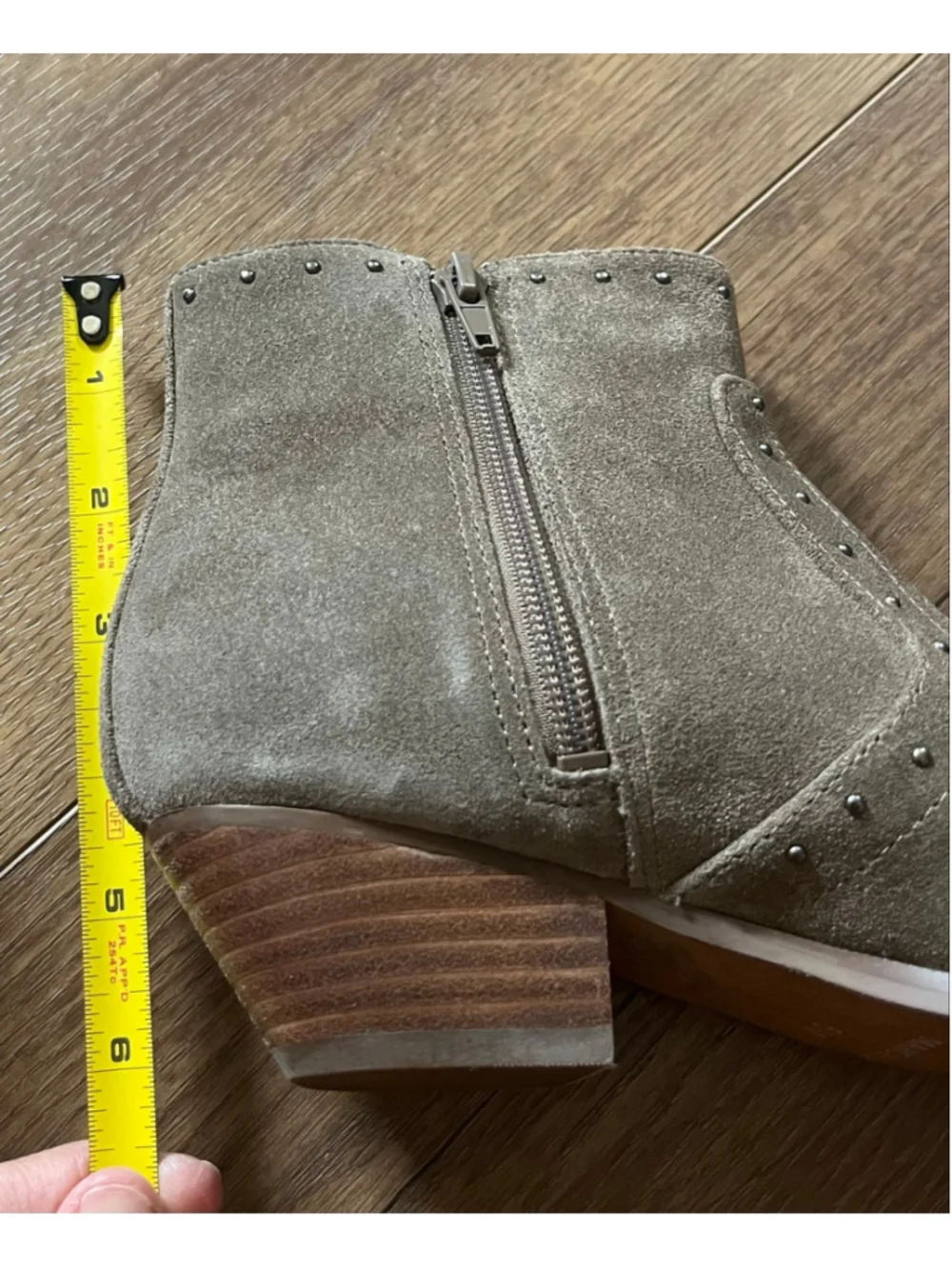 Marc Fisher Wanida Studded Taupe Suede Ankle Boots Size 6